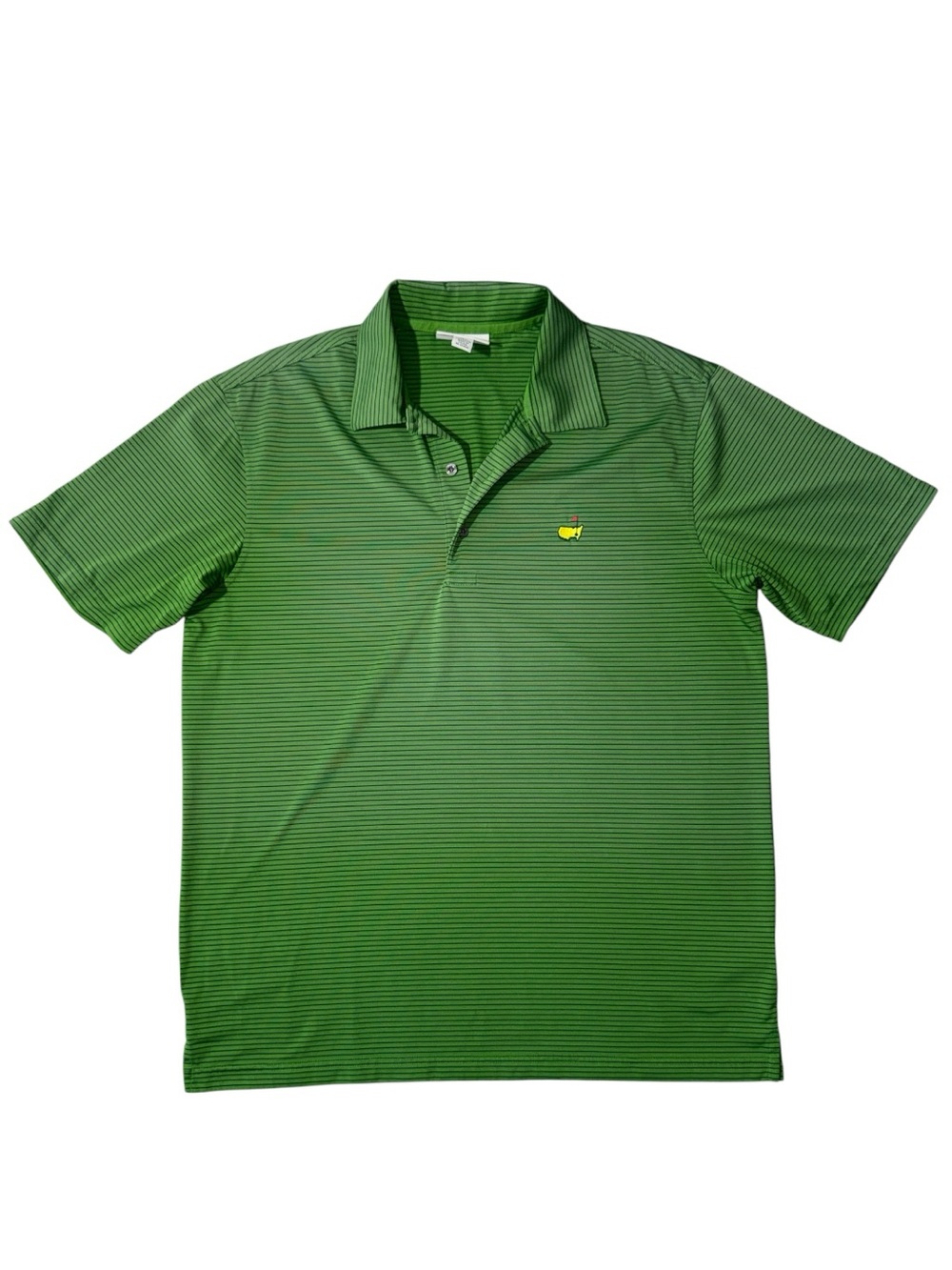 Masters Performance mens L Large green stripe golf polo shirt EUC